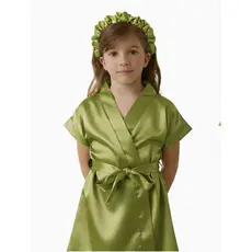 Robe Infantil de Cetim  - Verde Oliva