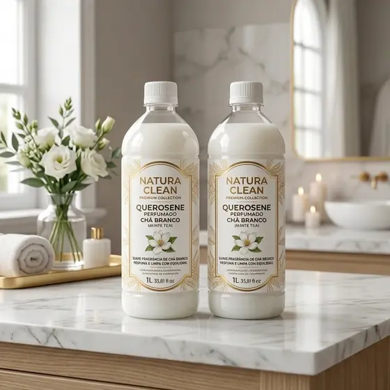 Kit 2 Querosene Perfumado Chá Branco Premium 1l Natura Clean Limpeza Profunda Aroma e Brilho