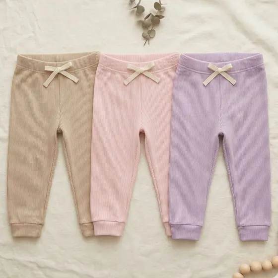 Kit 3 Calças Jogger Infantil Menina Canelada Algodão com elastano 1 ao 3 Anos -confortável - blogueirinha