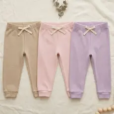 Kit 3 Calças Jogger Infantil Menina Canelada Algodão com elastano 1 ao 3 Anos -confortável - blogueirinha