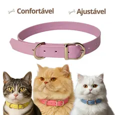 Coleira para Gato Couro Sintético Segurança e Conforto para pet