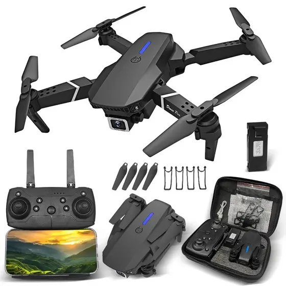 DLI Drone E88 HD com Câmera Dupla WiFi FPV e Modo Manutenção Altura Quadcopter RC Profissional