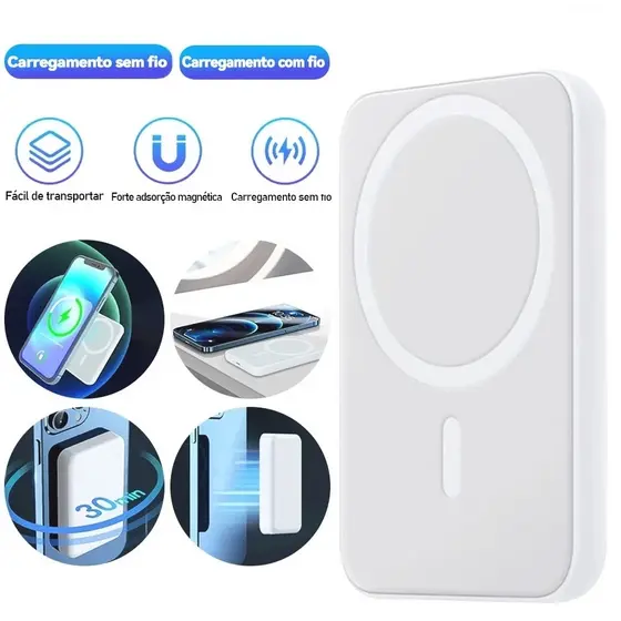 Carregador Portátil 10000Mah/3000Mah Indução Sem fio Bateria Carga