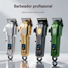 Máquina de Cortar Cabelo Profissional HWN-LT909 Recarregável com Pentes USB-C Visor LED