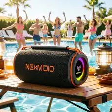 Caixa de som Bluetooth portátil luzes LED RGB, rádio FM, USB, TWS, ideal para praia, festas, viagens, modelo MD‑B01/B02