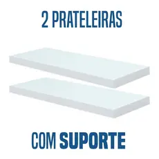 Kit 2 Prateleiras Mdf Branca de Parede 30x10 Com Suporte