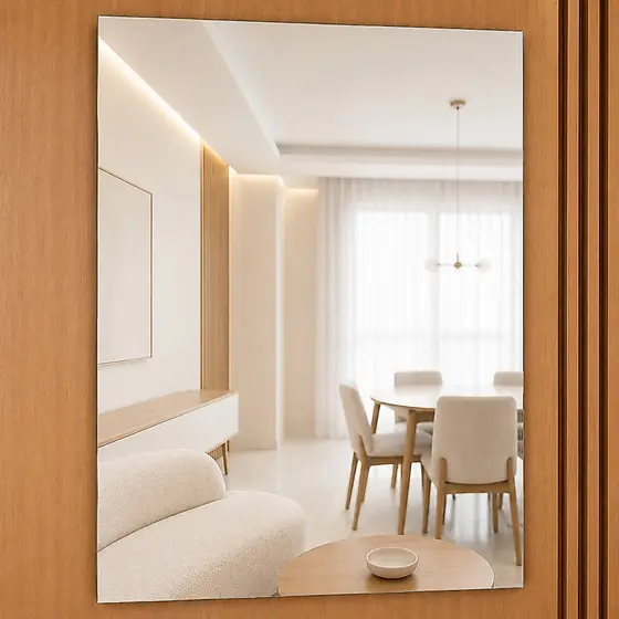 Espelho Parede Grande Retangular 60x40 Lapidado Polido Decorativo C Suporte Moderno Banheiro Quarto