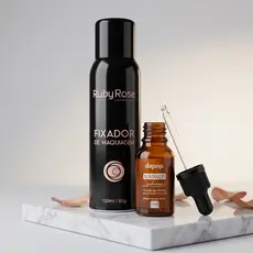 Kit Maquiagem À Prova d'Água e Longa Duração: Fixador Ruby Rose + Blindagem Dapop Diluidor Poderoso