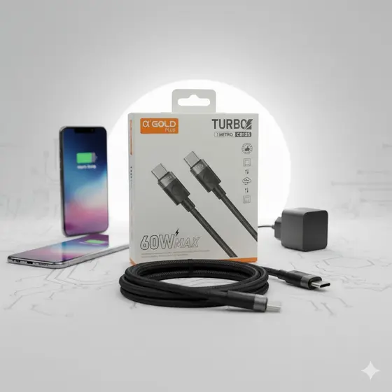 Cabo Tipo c Turbo 60W USB-C Para Tipo C Cabo original A'GOLD Carregamento Rápido CB125