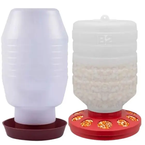 1 Bebedouro 5 litros e 1 Comedouro para Frango Aves Galinhas 10 Furos  5 Litros