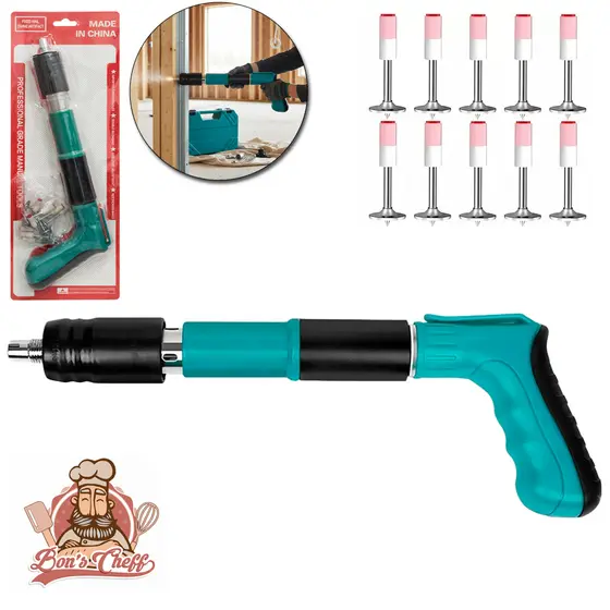 Pistola de Fixação Direta + 10 Pinos Prego para Drywall, Concreto e Alvenaria  Ferramenta Manual
