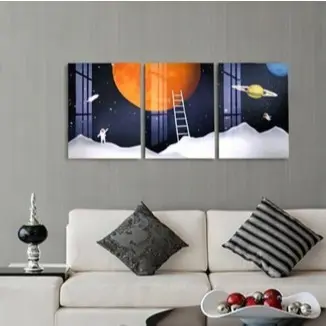 Quadro Decorativo 18x24cm em Madeira - Conjunto com 3 Peças Estampas Sortidas para Decoração Moderna