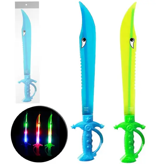 Kit 2 Espadas de Brinquedo Com Luz LED e Som Espada Tubarão para Crianças 39 cm
