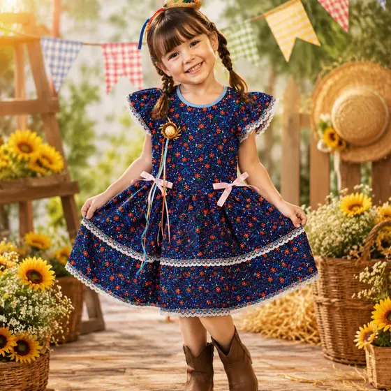 vestido de quadrilha infantil festa junina junino caipira vestido são João vestido julino