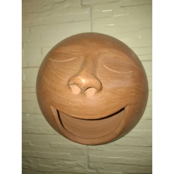 MÁSCARA BOCEJO EM BARRO ARTESANAL 21 CM  ESCULTURA DECORATIVA DE PAREDE | 1,4 KG