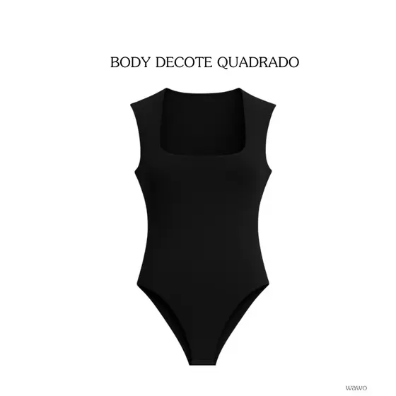 Body Feminino Decote Quadrado Collant Alça Larga Tendencia Forro Blogueira P M G Regata Suplex Feminino Decote Quadrado