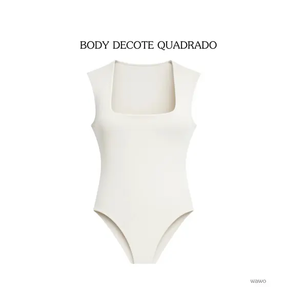 Body Feminino Decote Quadrado Collant Alça Larga Blogueira P M G Regata Suplex Feminino Decote Quadrado