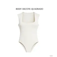 Body Feminino Decote Quadrado Collant Alça Larga Blogueira P M G Regata Suplex Feminino Decote Quadrado