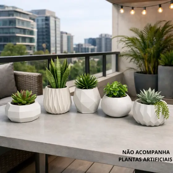 Kit 5 Vasos Diversos Para Decoração De Casa, Escritorio - Para Suculentas e Plantas Artificiais