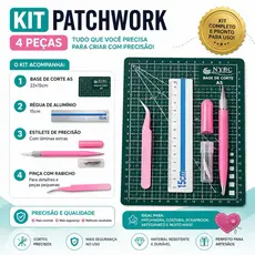 Kit de Corte Patchwork – Base A5, Régua, Estilete e Pinça