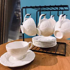 Conjunto Xícaras Café Luxo 12 Peças - Pires Elegantes - Presente Fino