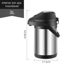 Garrafa Térmica Bomba 3L Inox - Grande Capacidade para Café/Chá