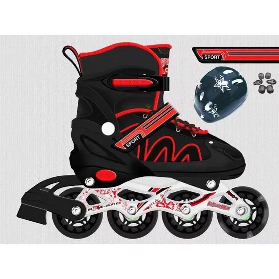Patins Roller Inline Preto Ajustável Com Luz De Led Com OU SEM Kit Proteção Várias Cores  Promoção