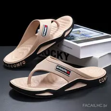 Chinelos de Verão Sola de Borracha Chinelos Antiderrapantes Moda Masculina