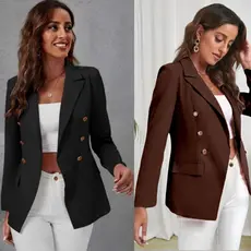Blazer Feminina Casaquinho Maxi Longo Sobretudo Alfaiataria Social  Com Botão estilosa