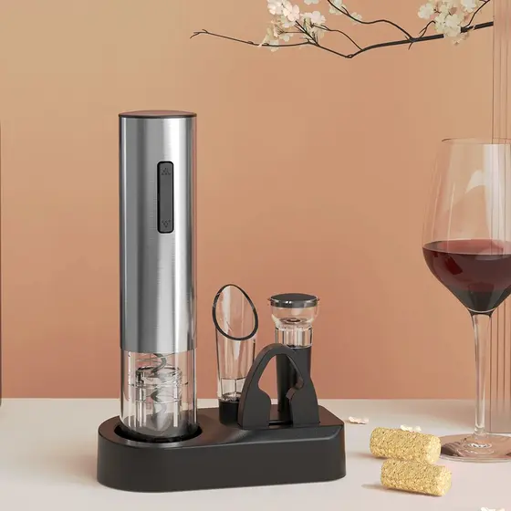 Abridor de Vinho Elétrico Automático Rolhas Recarregável Kit 6