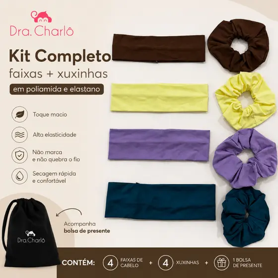 Kit 4 Faixas de Cabelo Elástica Esportiva Headband Moda Esporte Academia
