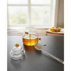 Meleira Açucareiro Love Bee de Vidro com Colher e Tampa de vidro 400ml