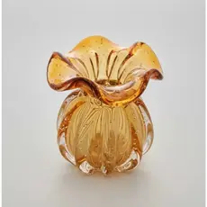 Vaso Murano Trouxinha Cristal Âmbar 11cm Decoração Sofisticada Sala Mesa Centro Luxo