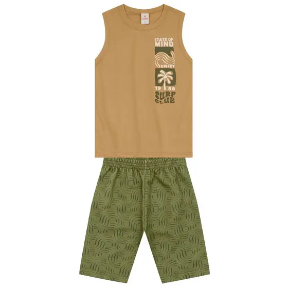 Conjunto infantil menino tropical em puff Brandili