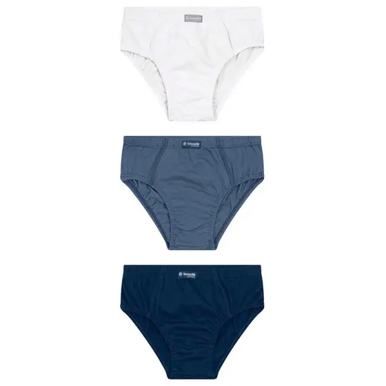 Kit 3 Cuecas slip infantil menino em malha Brandili Branco