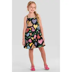 Vestido infantil menina com flores Brandili -Preto