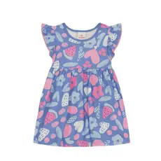 Vestido infantil menina de flores Brandili -Azul