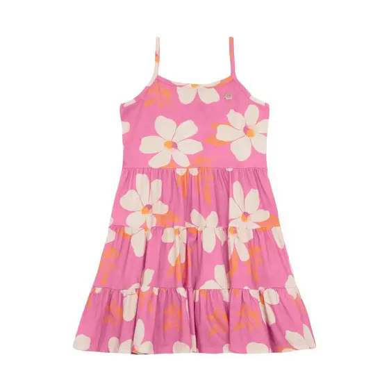 Vestido infantil menina de flores colorido Brandili -Rosa