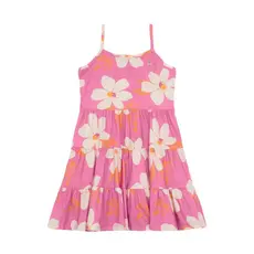 Vestido infantil menina de flores colorido Brandili -Rosa
