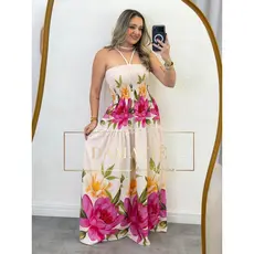 Vestido Feminino Longo Camadas Serena Tecido Duna Tendencia Lançamento 2026
