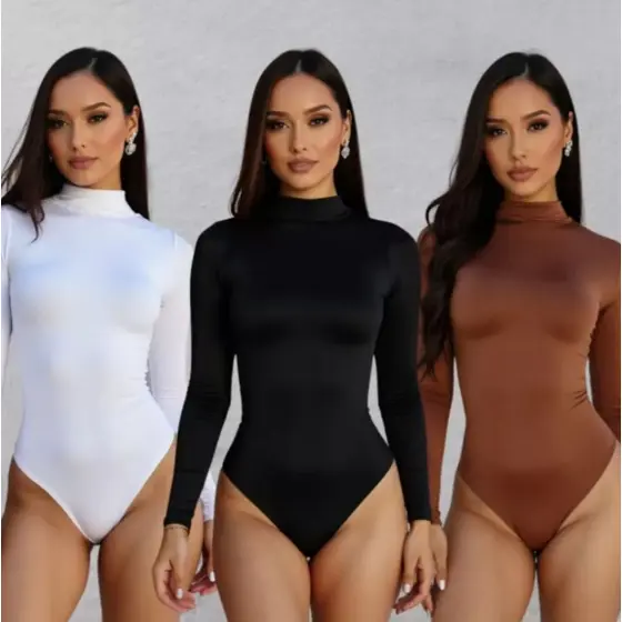 Kit´s  Body Feminino Manga Longa Inverno Forrado Suplex Casual