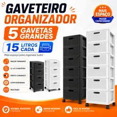 Gaveteiro Porta Tudo com Rodas Grande com 3, 4 ou 5 Gavetas