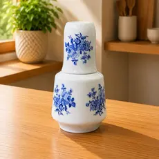 MORINGA DE PORCELANA COM COPO 850ml (para água ou suco)