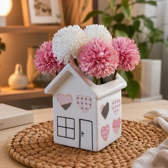 CASINHA MULTIUSO EM PORCELANA - Corações Patchwork