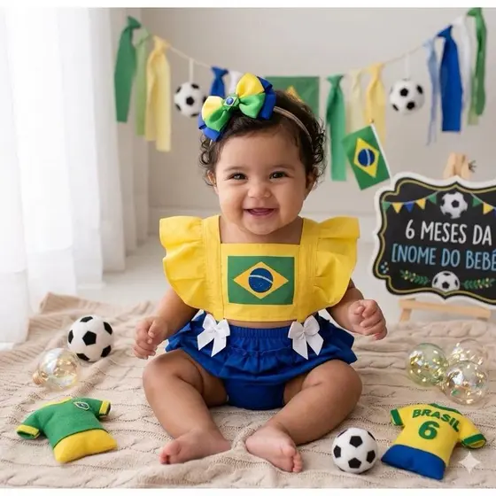 Romper Bebê Brasil em Tactel | Roupa de Bebê Confortável 0-3 Meses | Macaquinho Leve e Fresquinho
