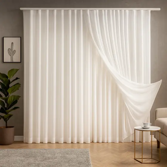 Cortina Linho Quarto E Sala Teto Alto Trilho Suíço Tamanhos Variados