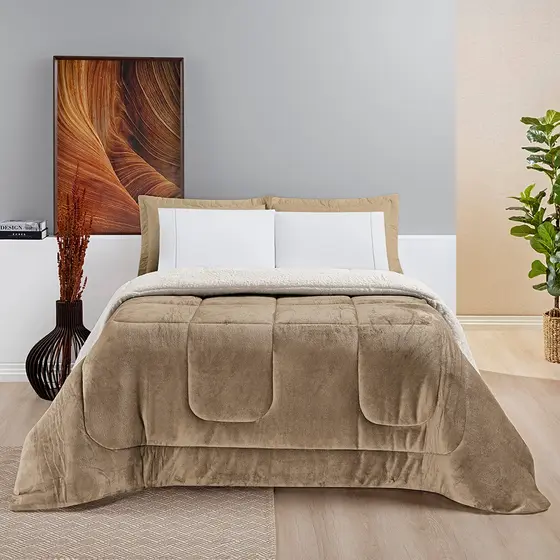 Coberdrom Casal Queen Premium Dupla Face Sherpa 2,20m x 2,40m Super Quentinho