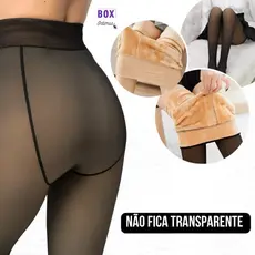 Meia-Calça Térmica Translúcida Forrada com Pelúcia Lã Grossa Super Elástica com Pé – Inverno Premium
