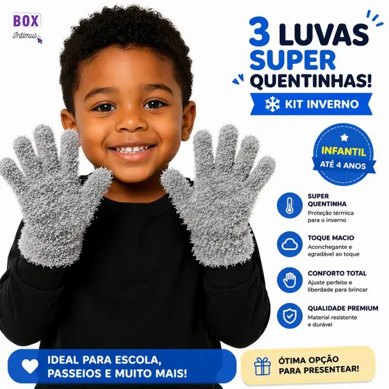 Luvas Infantis Peluciadas Super Quentinhas Inverno Até 4 Anos Macias Confortáveis