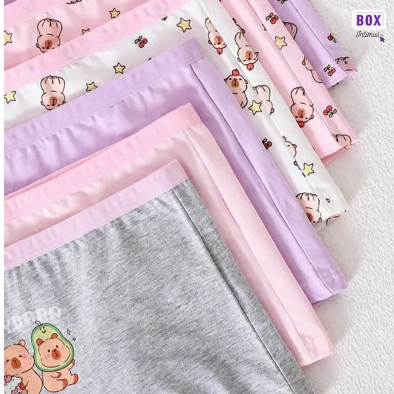 Kit Calcinha Boxer Menina 95% Algodão, Delicadas e Confortáveis Forma Menor Escolher 2 Tamanhos Acim